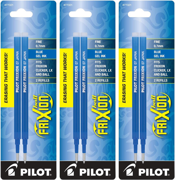 PILOT FriXion Gel Ink Refills for Erasable Pens, Fine Point, Blue Ink, 6-Pack (14721) by PILOT