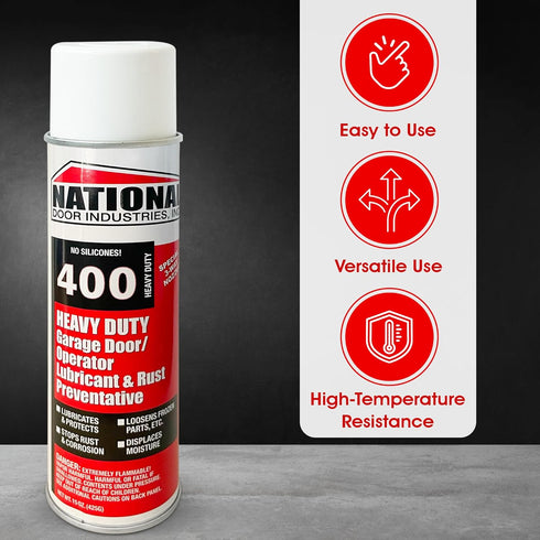 National Door Industries 400-HD Heavy-Duty Garage Door Lubricant Spray Rust Preventative with Long-Lasting Hinge