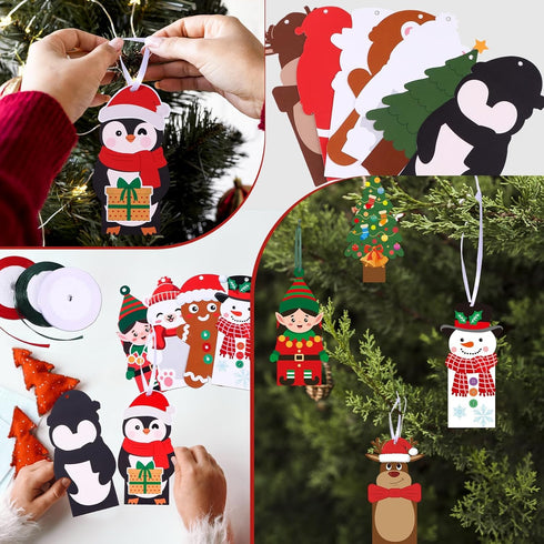 LIUBUJINGYING 32 Sets Cartoon Bookmarks Craft Kits DIY Character Holiday Bookmarks with Santa Snowman Reindeer Design