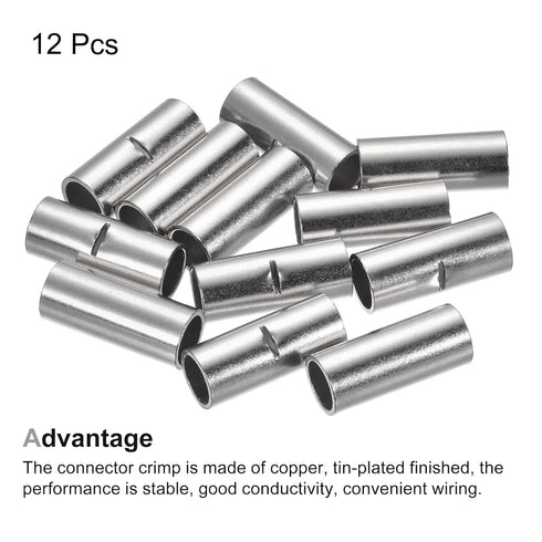 MECCANIXITY Non-Insulated Butt Crimp Terminals 2 AWG for Electrical Wire Splice DIY, Pack of 12