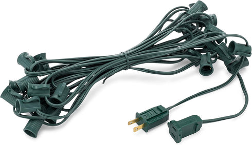 HLO Lighting C7 Light Strings | 25' Green Cord with 12" Socket