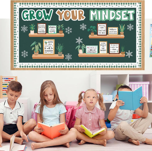 Mindset Set Pasimy Winter Growth Bulletin Board Plant Motivational Classroom Decorations January Bulletin Board