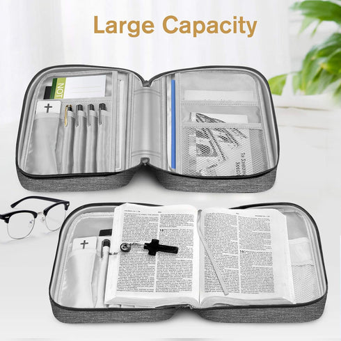 FINPAC Bible Cover, Carrying Book Case with Handle and Zippered Pocket, Protective Gift for Mother, Lady, Women, Men,