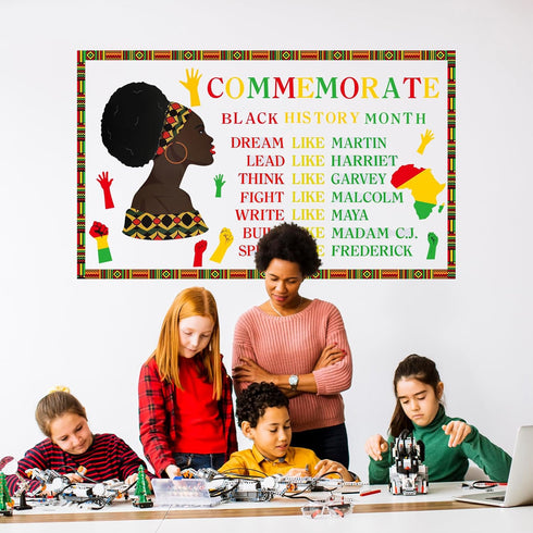 Outus 105 Pieces Black History Month Decorations, Bulletin Board Decor Cutouts Sets for Kids Educational Wall Classroom