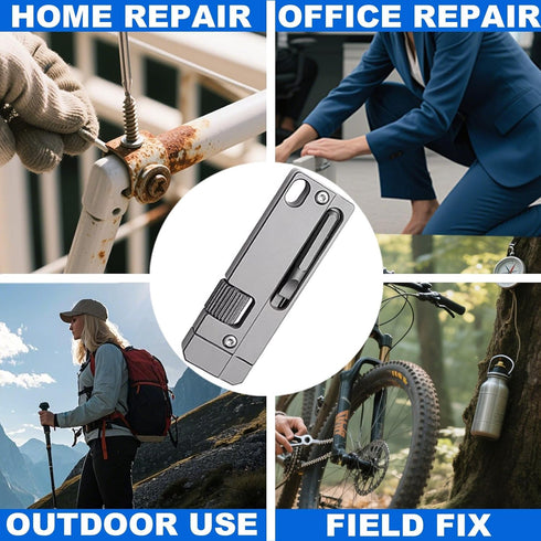 zavcurp Titanium Keychain Wrench Mini EDC Adjustable Spanner with Screwdriver, Pocket Tool for Everyday Carry, Travel