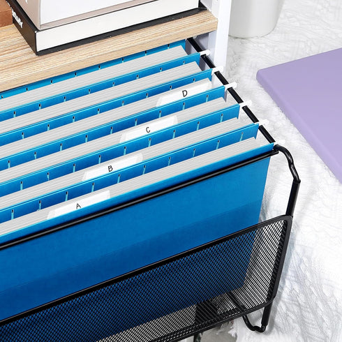 SUNEE Hanging File Folders Blue, 25 Pack Letter Size with 1/5-cut Tabs for Home and Office Bulk File Organization