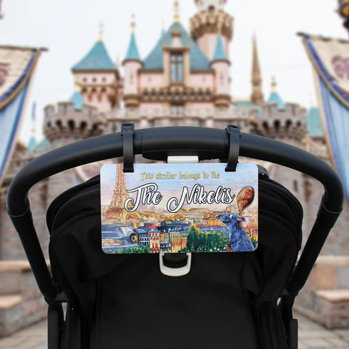MYETCHEY 11) Personalized Stroller Name Tag, Mouse Ears Sign, Family Stroller License Plate Sign for Theme Parks