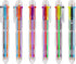 IHPUKIDI 100 Pack 0.5mm 6-in-1 Multicolor Ballpoint Pen, Transparent Barrel Retractable Pens for Office School Supplies