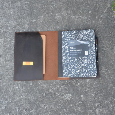 Genuine Leather Journal Notebook Cover, Composition Notebooks 9.75" x 7.5", Gift for Student, Dark Brown
