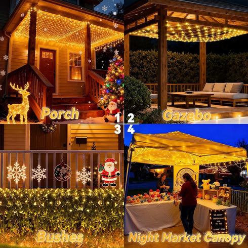 LitHome 10 10FT 200 8 x Gazebo Net Lights Outdoor, LED Gazebo Lighting Waterproof, Modes Connectable Christmas Net