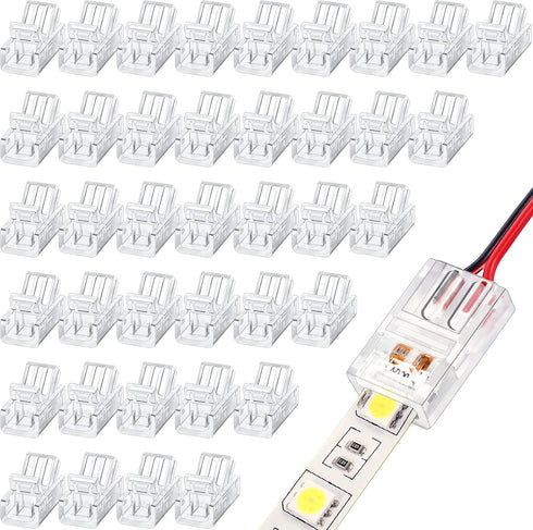40 Pieces RGB LED Light Strip Connectors, Unwired Gapless Solderless Adapter Terminal Extension Waterproof