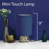 LT2016-BLU-2PK 2 Pack Set Simple Designs Gemini Brushed Nickel Mini Touch Lamp with Fabric Shades, Blue