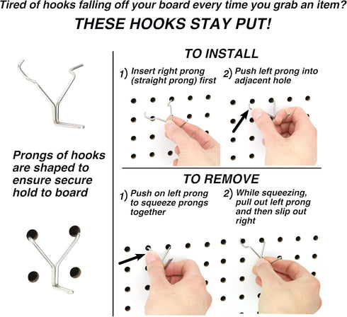 Right-Arrange Peg Board Hooks for Hanging Tools, Assortment x2 Tool Organization Accessories Kit