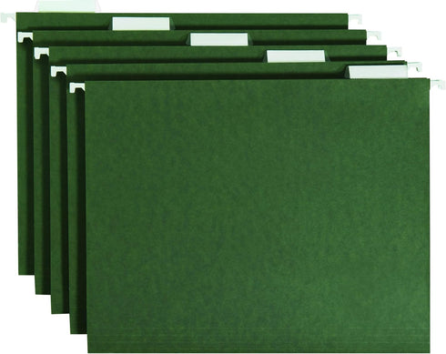 Smead Hanging File Folder Kit, Letter Size, 24 Hanging and 24 Top Tab File Folders, Standard Green and Manila (92007)