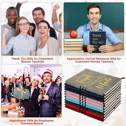 Fulmoon 20 Pcs Bulk Employee Appreciation Gifts, 10 A5 Leather Notebooks with 10 Inspirational Pens for Coworkers,