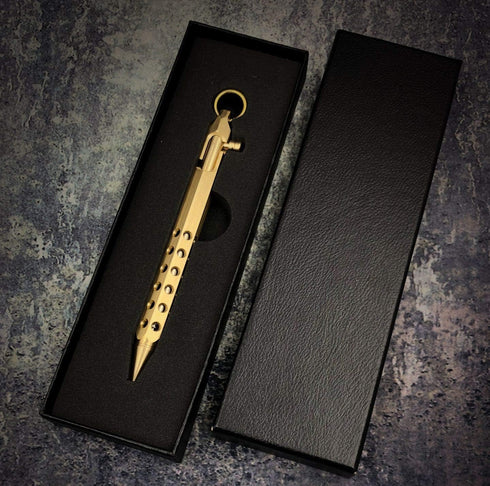 Six-Edge Solid Brass Pen, Bolt Action EDC Pocket Signature Pen
