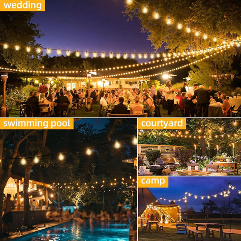 Hobbynors ST38 25FT 12+1 Bulbs, E12 Commercial 2700K Outdoor String Lights with LED Socket, Waterproof Grade, Warm