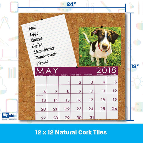 Flipside Cork Tiles - 6" x 6", Set of 4