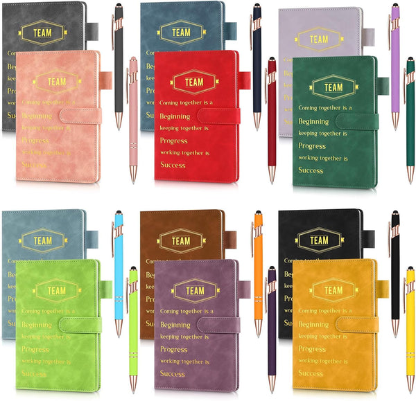 Glenmal 12 Sets Team Appreciation Gifts, A5 Leather Journals with Pen, Inspirational Gift for Teacher, Employee,