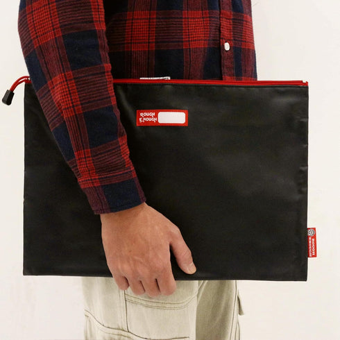 Rough Enough Document Organizer File Folder Bag for A4 Letter Size with Zipper - Waterproof Large Black
