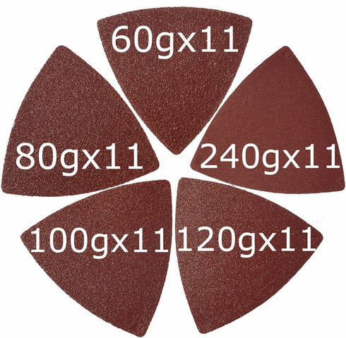 Triangular Oscillating Multi Tool Sanding Pads, 3-1/8 Inch, Assorted Grit 60/80/100/120/240, Pack of 55 Pcs