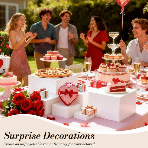 6 (8",7",6",5",4",3") Pcs Buffet Risers with Mini Sign and Maker, Food Risers Display Stands for Buffet Table Party