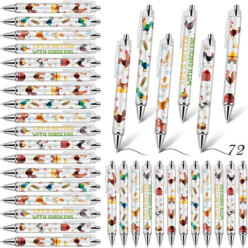Sayglossy 72 Pcs Chickens Pens Gifts Bulk Funny Roosters Ballpoint Pen for Students