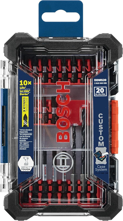 BOSCH DDMS20 20-Piece Custom Case System Set for Assorted Impact Tough Drilling and Driving