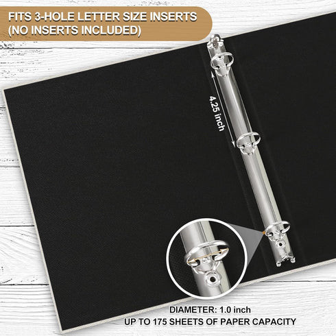 Lanpn Aesthetic Letter Size A4 3 Ring Binder, 2 Packs Linen Hardcover 1 inch Round Rings for Office School (Beige)