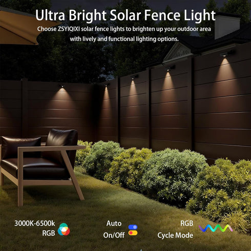 Lights,10 IP65,30 Decor(2P) Solar Fence RGB Color Changing Modes,Solar Lights Powered Waterproof Hours Runtime,Easy