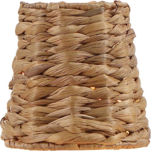 Aspen Creative 51008-1, 3" 4" 4" Empire Clip-On Chandelier Lamp Shade, Natural Water Hyacinth, Top x Bottom x Slant