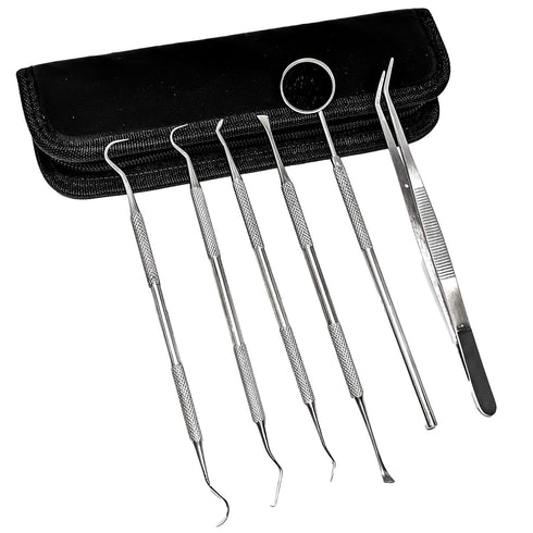 SURGICAL ONLINE Professional Dental Tools Kit, 6 pcs with Pouch, Teeth Cleaning Oral Care Kit