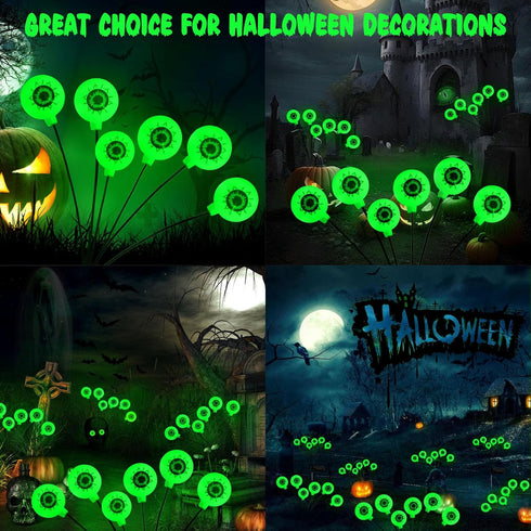 2 Pack Halloween Solar Lights Outdoor Waterproof Solar Scary Eyeball Lights, Green Eyeball Swaying Firefly Lights