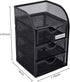 EasyPAG Mesh Desk Supplies Organizer with 3 Drawer, Office Desktop Organizers and Accessories Stationery Caddy, Black