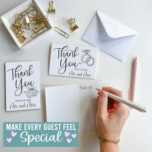 -54 Hadley Designs Wedding Thank You Cards with Envelopes White Thank You Cards Wedding with Envelopes, ThankYou Notes