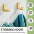APLusee L Shape Bath Towel Hook 2 Pack - 304 Stainless Steel Coat Holder for Bathroom Kitchen, Brushed Gold
