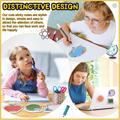 Cholemy 960 Sheets Cute Inspirational Sticky Notes - Assorted Shaped Memo Pads for Students & Office