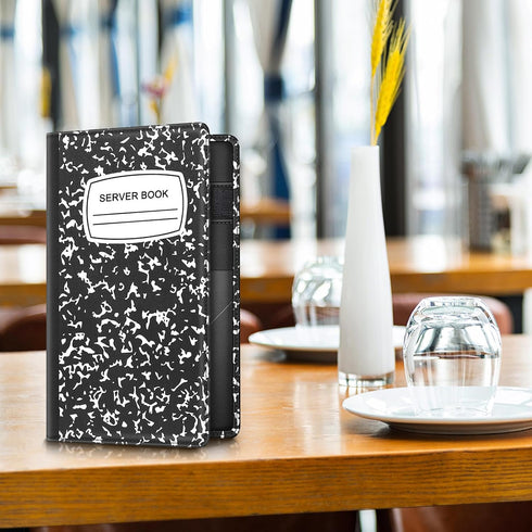 Fintie Server Book Organizer with Zipper Pocket, PU Leather Restaurant Guest Check Presenters Card Holder for Waitress