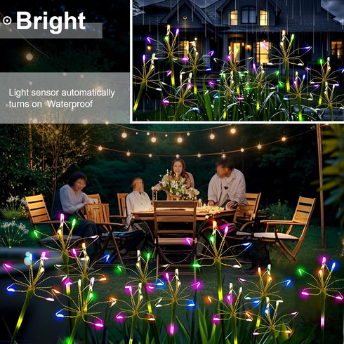 Putuzmic 2-Pack 2 Solar Garden Lights Outdoor: Waterproof DIY Decorative Firework Lights with Modes for Yard Patio