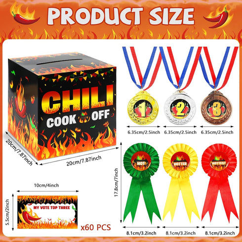 67 60 3 3 Qyeahkj Pcs Chili Cook off Contest Ballot Box Includes Pcs Voting Cards and Pcs Trophy Award Ribbons, Pcs
