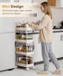 4-Tier 37.4in 8 Homde Slim Rolling Cart for Kitchen: Space-Saving Narrow Floor Organizer - Tall Vertical Storage