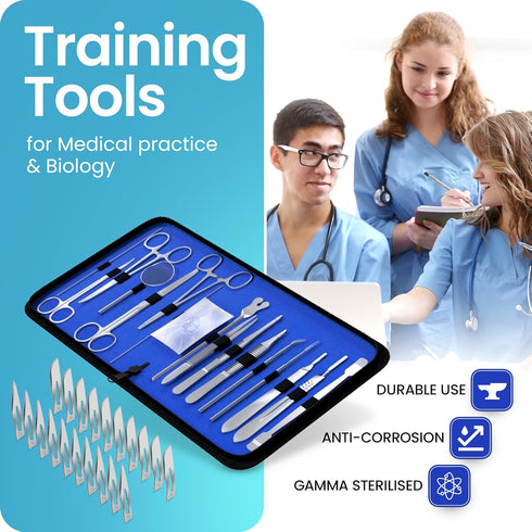 Core Flex Set 38-Piece Advanced Dissection Kit Biology Lab Anatomy Dissecting with Stainless Steel Scalpel Knife Handle