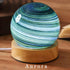 Pexylun 3 Dimmable White Planet Night Light Glass Bedside with Wooden Base Modes - Swirl Planet Table Lamp for Bedroom