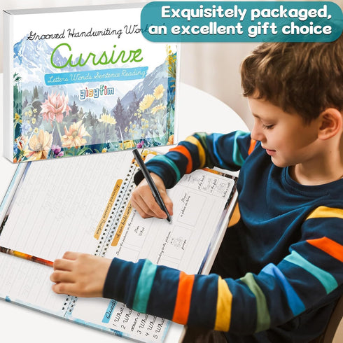 4 Pack gisgfim Grooved Cursive Handwriting Workbook Kit Magic Reusable Grooved Handwriting Practice with Disappearing
