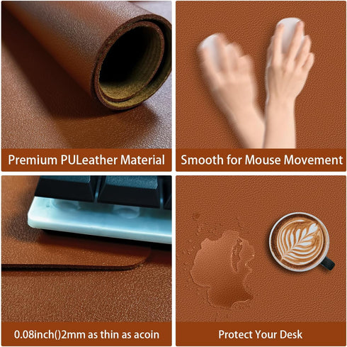 glodentai 25in*13in) Leather Desk pad Protector, Office Mat, Large Mouse Mat, Non-Slip PU Leather Blotter, Laptop Desk