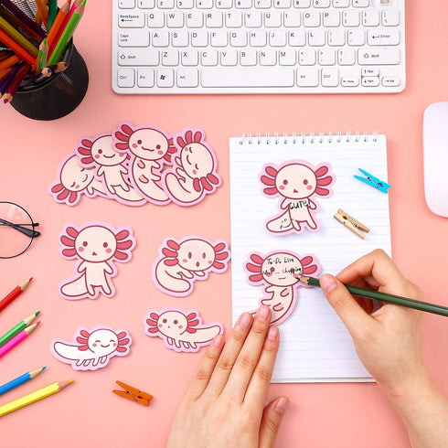 Nuenen 9 Pads Axolotl Sticky Notes Cute Sticky Notes Axolotl Gifts Kawaii Notepad Cute Memo Pads Cartoon Self Stick Pads for Writing Studying School Office Supplies, 30 Sheets/Pad by Nuenen