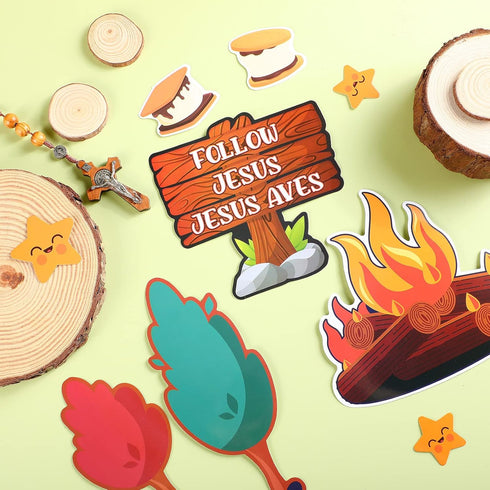Jesus Loves You S'more Bulletin Board Set for Sunday School Decorations, Classroom Religious Bible Verse Cutouts