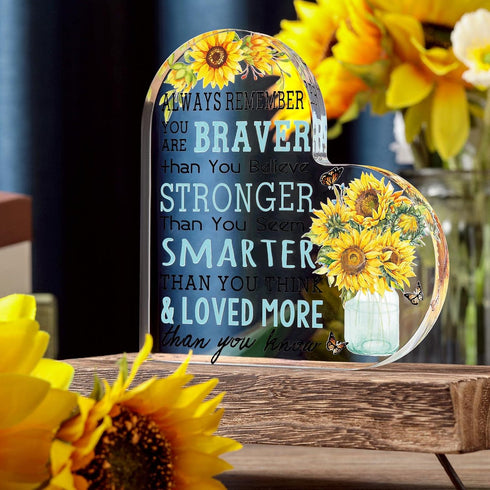 5.9 5.9 Inch Yulejo Sunflower Gift for Women Sunflower Desk Decor Acrylic Inspirational Quote Keepsake Teacher