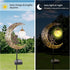Solar Garden Lights Outdoor Decor,Moon Fairy Crackle Glass Lights,Waterproof Warm White LED Metal Stake Ornament