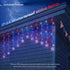 4th String,11.5ft 118LED 8 of July Patriotic Star Icicle Lights,red White and Blue Curtain Waterproof Modes with Timer